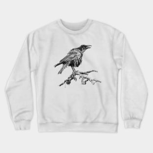 Crow Ink Drawing Crewneck Sweatshirt